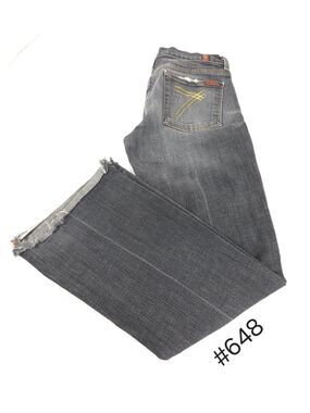 7 For All Mankind Dojo Button Zip Denim Medium Wash Jeans Womens Size 28 Black